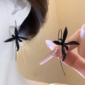 Elegant Metal Painted Flower Pendant Hook Earrings For Women Botanical Design Light Luxury Style Unique Jewelry Gift
