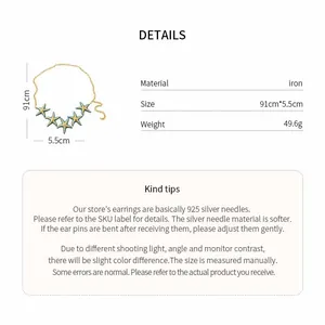 Detail view of an iron sea star necklace with specifications and product parameters.