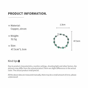 Detaillierte Produktinformationen für Halskette mit grünen Zirkon-Blumen und Maßen