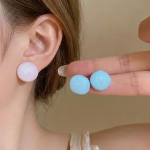 Orecchini a Bottone Quadrati Minimalisti Dopamina Dolce Design Fresco Orecchini in Resina Smaltata per Gioielli da Donna