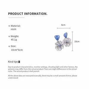 Detailed specification of resin triangle flower pendant earrings with size labels