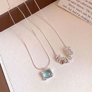 Unregelmäßige Gehackte Silber Anhänger Halskette Leichter Luxus Nischen Design Schlüsselbeinkette Damen Schmuck