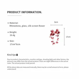 Product information detail of silk screen flower tassel earrings with measurements