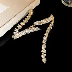 Detailed view of luxury zircon wheat ear bracelet with shimmering marquise-cut stones