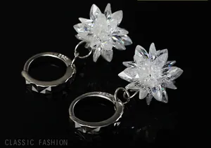 Elegant 925 sterling silver starburst flower hoop earrings with sparkling crystals for women