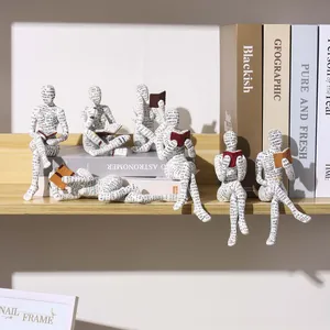 Creative resin reader figurines for home office and bookshelf decor