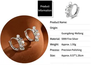 Detailed technical specifications of S999 sterling silver flower hoop earrings for women