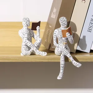 Modern resin reading figurines for home library and study bookshelf decorations