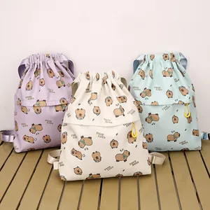 Zaino a Coulisse in Stile Coreano Con Stampa Capibara Per Studenti in Nylon Zaino Leggero Per Adolescenti Casual