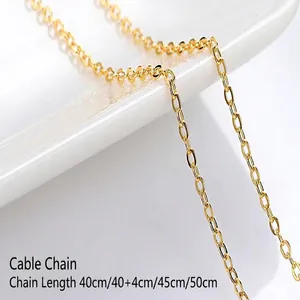 Detailed macro view of 14K gold plated cable chain necklace in various lengths