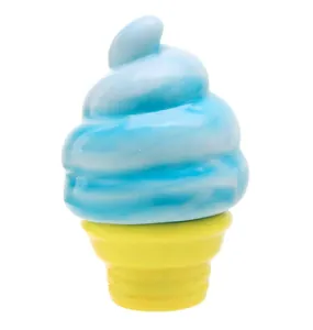 Detailed view of a blue and yellow gradient ice cream cone squishy stress relief toy