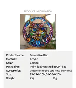 Product information of Bohemian style colorful owl stained glass decorative acrylic plate