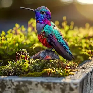 Colorful acrylic hummingbird garden stake decorative plant ornament for outdoor pots