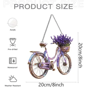 Macro view showing 20cm size and weather-resistant features of bicycle sun catcher