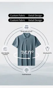 Detail view of a breathable men's cotton polo shirt highlighting the soft fabric texture