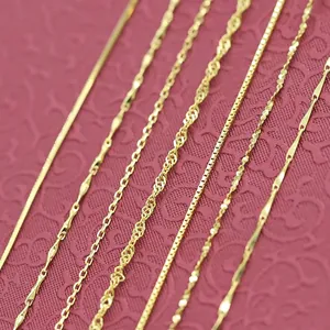 Selection of 14K gold plated necklace chains in various weaves for women's jewelry