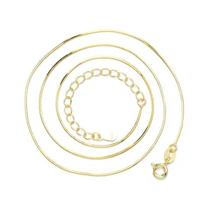 14K gold plated S925 silver snake chain necklace with adjustable extender