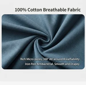 Detailed view of 100% pure cotton breathable fabric with microporous texture for polo shirts
