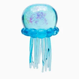 Colorful gradient jellyfish squishy toy for stress relief with sparkling glitter interior