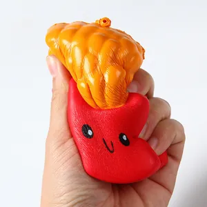 Close-up showing the soft slow-rebound texture of the french fries squishy toy