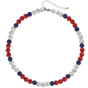 Sport Baseball Rhinestone Ball Necklace For Women Men Adjustable 10mm Crystal Bead Chain Fashion Jewelry Gift