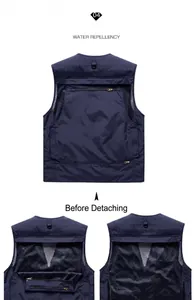 Detail view of work vest with detachable back panel and breathable mesh