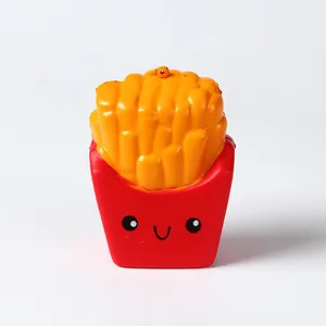 Close-up of a cute French fries squishy slow rising stress relief toy for children.