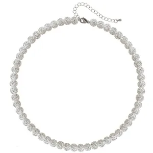 Adjustable baseball necklace with 10mm white sparkly rhinestone balls for sports fans