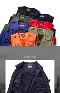 Multi-color utility vests with large mesh lining for breathability and quick-dry features
