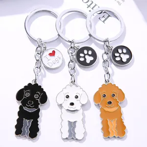 Set of three colorful poodle dog keychains made of high quality zinc alloy for bags