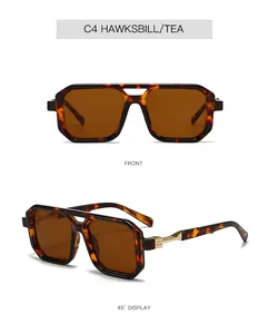 Detailed front and 45-degree views of vintage tortoiseshell double bridge sunglasses.
