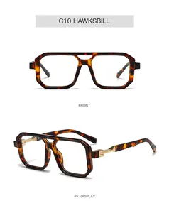 Detailed front and angle views of stylish tortoiseshell double bridge glasses frames.