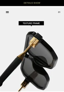 Close-up detail of the metal hinge and texture frame on fashionable black sunglasses