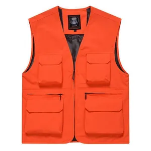 High-visibility bright orange multi-pocket volunteer workwear vest waistcoat in size L