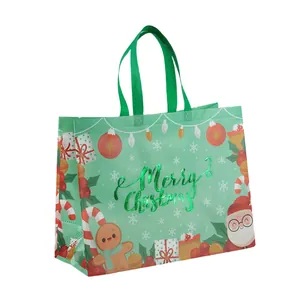 Laminated non-woven Christmas shopping bag with Santa and Merry Christmas print