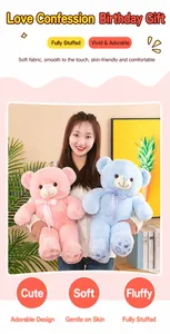 Gros plan de deux grands ours en peluche avec des nœuds papillon colorés en mains