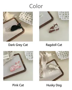 Four quadrants showing different animal hair claws: dark gray cat, ragdoll, pink cat, and husky.