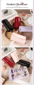 Detailed view of portable crocodile texture jewelry roll in multiple colors