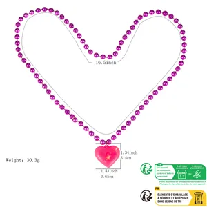 Detailed size specifications for LED glowing heart necklace with 16.5 inch bead chain