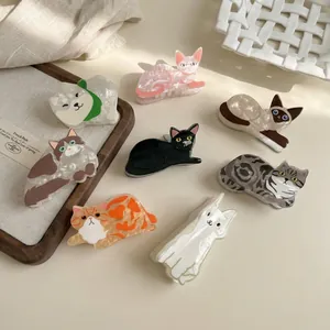 Cute Animal Shape Hair Claw Clip For Women Sweet Acrylic Shark Clip Small Cat Dog Pattern Hair Accessories Gift