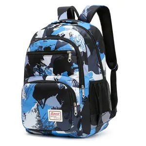Large Capacity Camouflage Graffiti Student Backpack Lunch Bag And Pencil Case Korean Style Nylon School Bag For Teen Girls