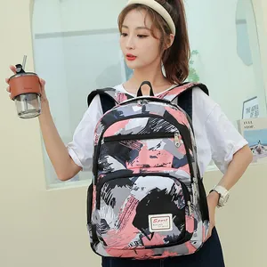 Large capacity casual student backpack with abstract print for school and travel lifestyle