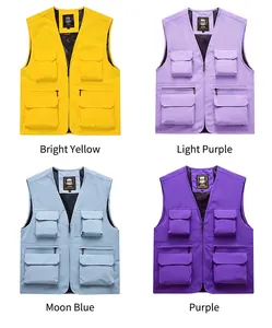 Professional multi-pocket utility work vest displayed in four different colors