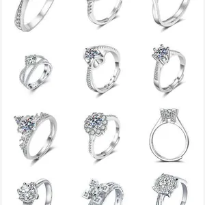 Selection of classic S925 silver Moissanite rings in various elegant and sparkling designs