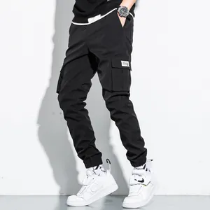 Men Fashion Cargo Pants 95 Cotton Loose Joggers Multi Pockets Casual Trousers Camouflage Solid Color Streetwear For Men