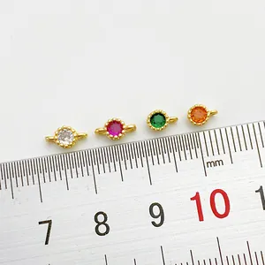 14K gold plated cubic zirconia round bezel pendants for DIY jewelry making