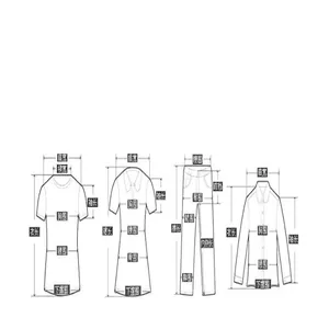 Guide de mesure pour chemise en lin à col en V, dimensions pour hauts et pantalons