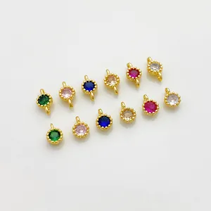 Assorted 14K gold filled round cubic zirconia pendants for DIY necklace and bracelet