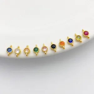 Detailed view of colorful 14K gold filled round zircon pendants for DIY jewelry making