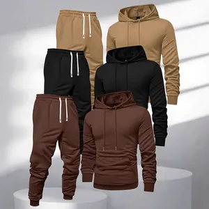 Men Casual Polyester Hoodie And Sweatpants Suit Printed Hooded Sweatshirt With Kangaroo Pocket Outdoor Sports Jogger Combo
